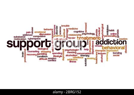 Support Group Cloud Konzept auf weißem Hintergrund Stockfoto