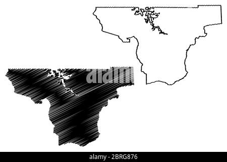 Towns County, Georgia (US County, United States of America, USA, US, US) Karte Vektorgrafik, Skizze Städte Karte Stock Vektor
