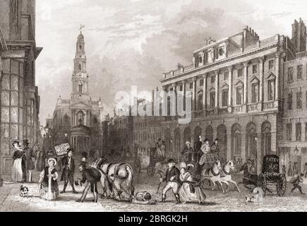 Somerset House, The Strand, London, England, 19. Jahrhundert. Aus der Geschichte Londons: Illustriert durch Ansichten in London und Westminster, erschienen um 1838. Stockfoto