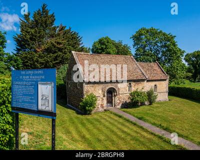 Cambridge Leper Chapel - Leper Chapel of St Mary Magdalene, gegründet c. 1125. Verbunden mit der mittelalterlichen Stourbridge Fair auf Stourbridge Common. Sorte 1. Stockfoto