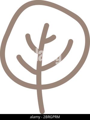 Symbol für Baumgrenze. Natürlich schönes Logo Symbol, Holzstamm und Umrisszweige für Karte. Baumvektor Umriss Kunst Illustration isoliert auf weiß Stock Vektor