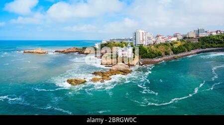 Biarritz Antenne Panoramablick. Biarritz ist eine Stadt am Golf von Biskaya an der Atlantikküste in Frankreich. Stockfoto