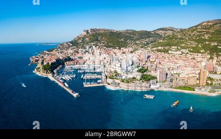 Monte Carlo, Monaco Antenne Panoramablick. Monaco ist ein Land an der Französischen Riviera in der Nähe von Frankreich in Europa. Stockfoto