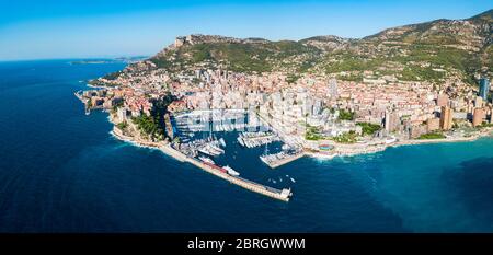 Monte Carlo, Monaco Antenne Panoramablick. Monaco ist ein Land an der Französischen Riviera in der Nähe von Frankreich in Europa. Stockfoto