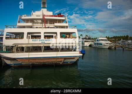 Der Kreuzfahrtschiff Yasawa Flyer in Nadi, Fidschi habour Stockfoto