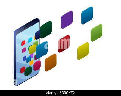 Konzept Smartphone Bildschirm mit Anwendungssymbolen. Smartphone Usability Konzept Illustration. Stock Vektor Illustration Stock Vektor