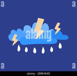 Wolke mit Blitz und Regen Symbol. Cartoon Illustration von Wolken mit Blitz und Regen Vektor-Symbol für Web. Stock Vektor