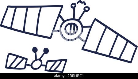 Handgezeichnetes Satelliten-Doodle-Symbol. Hand gezeichnete Vektor-Illustration Sign in Doodle-Stil Stock Vektor