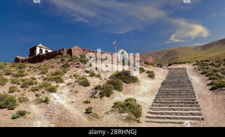 Kirche in Andendorf Machuca, Chile Stockfoto