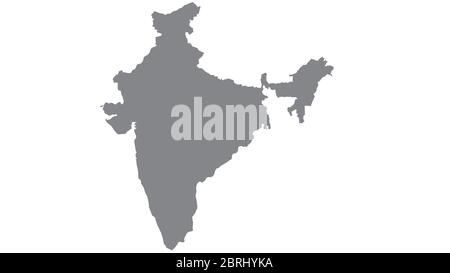 Indien Karte mit Grauton auf weißem Hintergrund, Illustration, texturiert, Symbole von Indien, für Werbung, fördern, TV-Werbung, Anzeigen, Web-Design, magaz Stockfoto