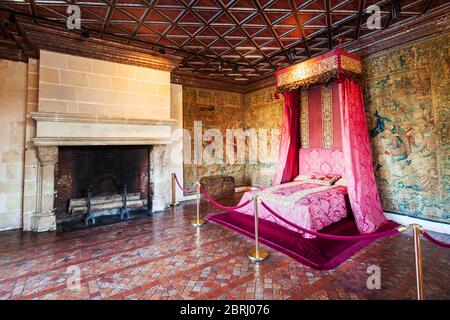 CHENONCEAU, Frankreich - 14. SEPTEMBER 2018: Chateau de Chenonceau Innenraum, französischen Schloss in der Nähe von Chenonceaux Dorf, Tal der Loire in Frankreich Stockfoto