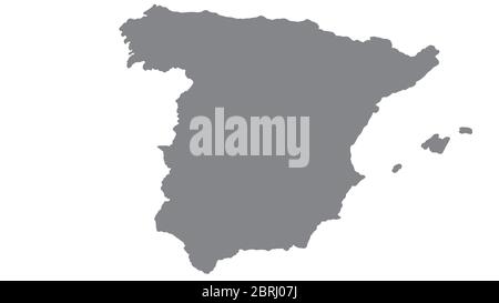 Spanien Karte mit Grauton auf weißem Hintergrund, Illustration, texturiert, Symbole von Spanien, für Werbung, Werbung, TV-Werbung, Anzeigen, Web-Design, magaz Stockfoto