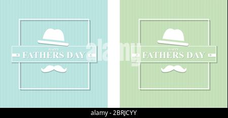 Happy Fathers Day mit Schnurrbart, Hut. Vektorset-Abbildung Stock Vektor