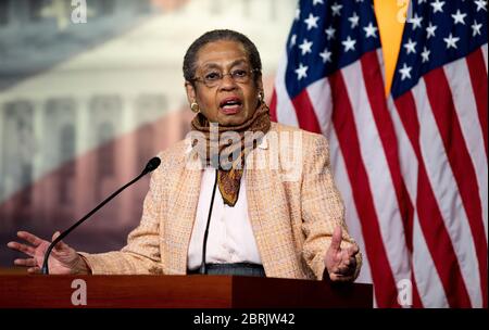 Washington, USA, 21. Mai 2020. 21. Mai 2020 - Washington, DC, USA: Kongressabgeordneter Eleanor Holmes Norton (D) aus dem District of Columbia spricht bei einer Pressekonferenz zum Jahrestag der Verabschiedung der 19. Novelle im Haus und der im Heroes Act enthaltenen Bestimmungen zur Abstimmung per Post und Wahlsicherheit. (Foto: Michael Brochstein/Sipa USA) Quelle: SIPA USA/Alamy Live News Stockfoto