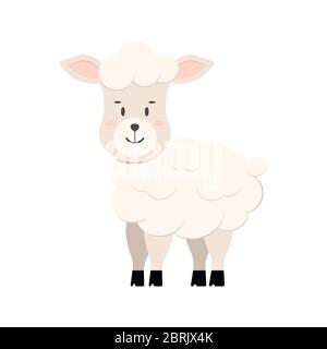 Niedliche Schaf Bauernhof Tier Symbol isoliert auf weißem Hintergrund. Stock Vektor