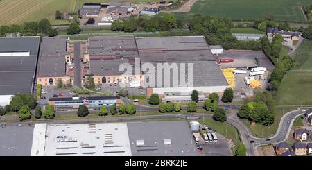 Luftaufnahme des Green Lane Industrial Estate, Spennymoor, County Durham, Großbritannien Stockfoto