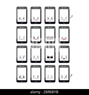 Handy Emoji Vektor-Symbol auf weißem Hintergrund isoliert gesetzt. Stock Vektor