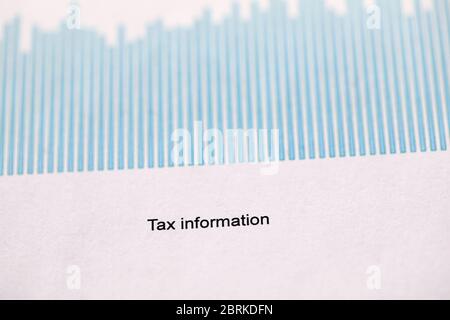 Geschäftsplanungsdiagramm mit Steuerinformationen Stockfoto