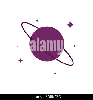 Vektor lila Planeten mit Ring Space Symbol. Stock Vektor Illustration isoliert auf weißem Hintergrund. Stock Vektor