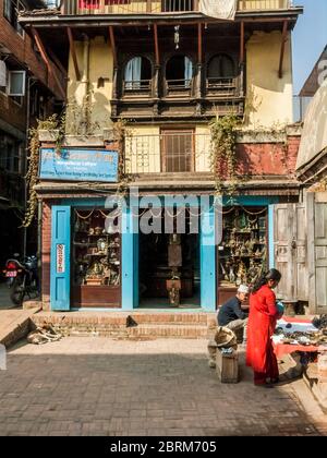 Kathmandu, Patan. Bunte Straßenszenen in und um den Stadtteil Patan in Kathmandu. Stockfoto