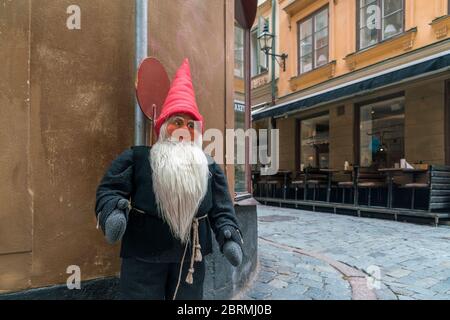 Statue eines Troll in gamlastan der historischen Altstadt Stockfoto