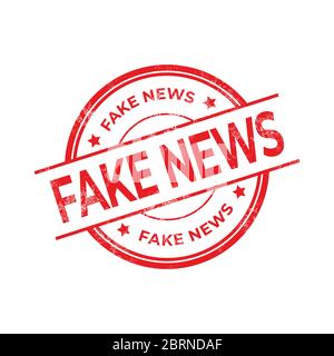 Fake News, roter Stempel auf weißem Hintergrund isoliert. Stock Vektor