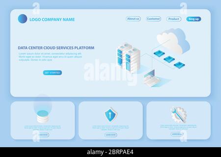 Header für Website der Plattform Rechenzentrum Cloud Services.Seite vorschlagen, einen Server und hosting.computing oder Speicher und Digital-Netzwerk zu kaufen oder mieten Stock Vektor