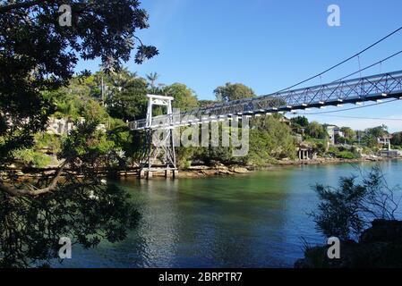 Historische Petersilie Bay Suspension Bridge in Sydneys östlichen Vororten Stockfoto