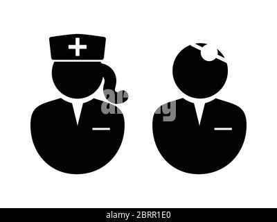 Symbol für Arzt und Krankenschwester. Schwarz-Weiß-Abbildung Piktogramm-Symbol zeigt Arzt und Krankenschwester. EPS-Vektor Stock Vektor