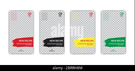 Bunte Social-Media-Geschichten posten für Essen trinken oder kreative Business-Design-Vorlagen Stock Vektor