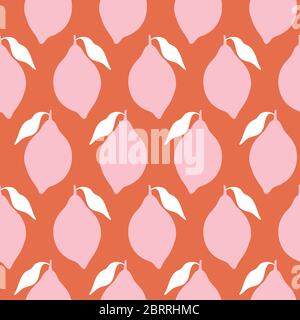 Mit Zitronenmuster in Pink und Orange. Eine einfache tropische Frucht Vektor nahtlose Wiederholung Hintergrund. Stock Vektor