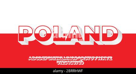Polen Flagge Farbe Text Stil Design Vorlage Stock Vektor