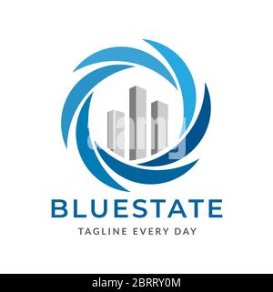 Twister Estate Logo Design Vorlage Stock Vektor