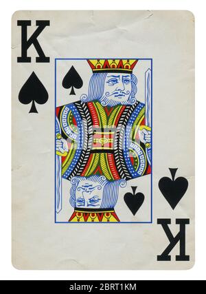 King of Spades Vintage Playing Card - isoliert auf weißem (clipping path enthalten) Stockfoto