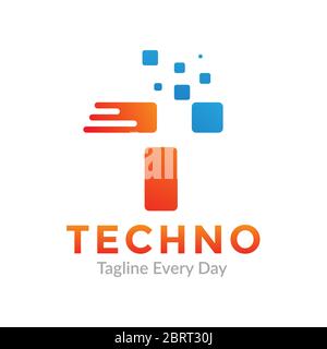 Buchstabe T für Technologie-Logo-Designs Stock Vektor
