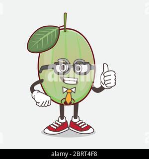 Eine Illustration von Ogeechee Lime Cartoon Geschäftsmann Maskottchen Charakter tragen Krawatte und Brille Stock Vektor