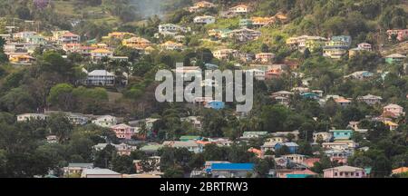 Luftaufnahme der Häuser auf der Insel St. Vincent in der Karibik Stockfoto
