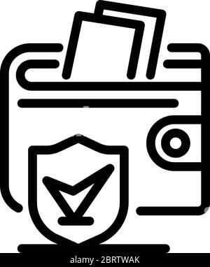 Symbol für gesicherte Geldbörse, Umriss Stock Vektor