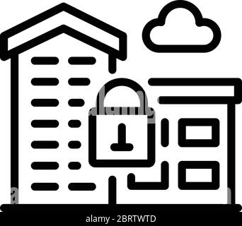 Gesichertes Bürogebäude Symbol, Outline-Stil Stock Vektor
