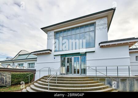 Darmstadt, März 01 2020: Eingang zum Ernst-Ludwig-Haus in der Mathildenhöhe in Darmstadt, Obrichweg-Ansicht. Architekt Joseph Maria Olbrich bui Stockfoto