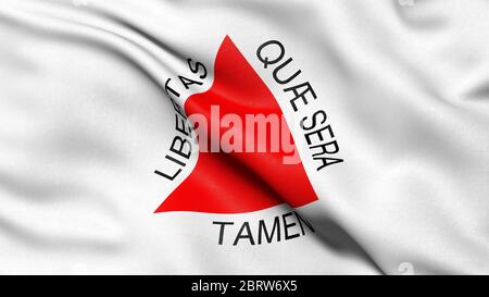 3D-Darstellung der brasilianischen Staatsflagge von Minas Gerais, die im Wind winkt. Stockfoto