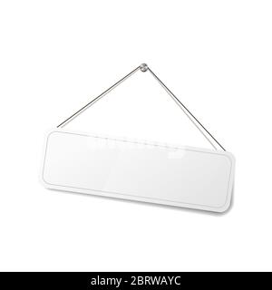 Weißes, blank Schild am Seil, Schablone für die Ladentür auf weiß Stock Vektor