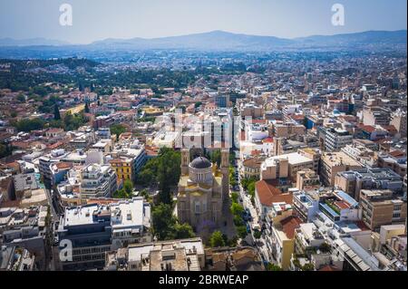 Luftaufnahme der Metropolitan Kathedrale von Athen Griechenland Stockfoto