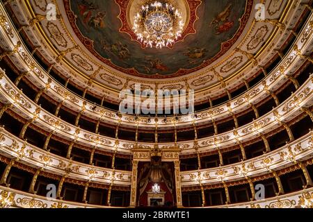 Das Innere des Teatro Regio. Parma, Emilia Romagna, Italien, Europa. Stockfoto