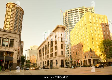 Seattle, Washington State, USA - Times Building in Belltown Nachbarschaft in Downtown Seattle. Stockfoto