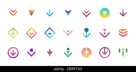 Swipe top down download icon scroll farbige Piktogramm Set isoliert für Blogger ui ux Design. Vektor bunten Pfeil unten für Anwendung und soziale Netzwerk-Website. Darstellung der Schaltfläche „Verlauf“ Stock Vektor