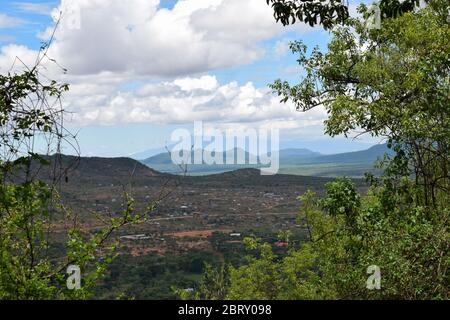 Luftaufnahme der Berge gegen den Himmel, Namanga Hills, Kenia Stockfoto