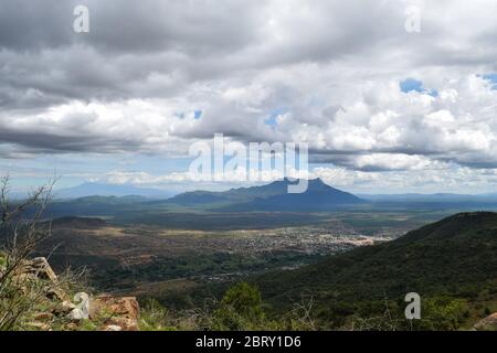 Luftaufnahme der Berge gegen den Himmel, Namanga Hills, Kenia Stockfoto