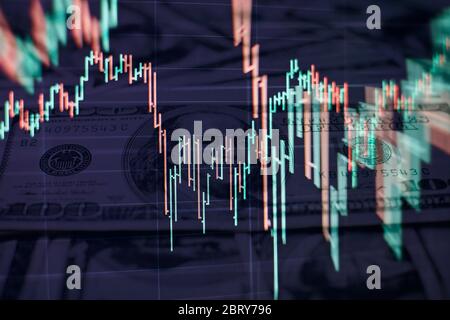 Abstrakte glühende forex Chart Schnittstelle Tapete. Investitionen, Handel, Börse, Finanzen und Analyse Konzept. Stockfoto