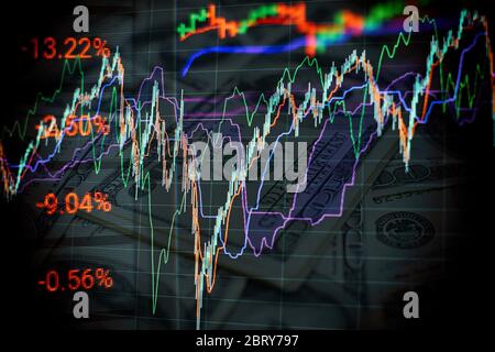 Abstrakte glühende forex Chart Schnittstelle Tapete. Investitionen, Handel, Börse, Finanzen und Analyse Konzept. Stockfoto